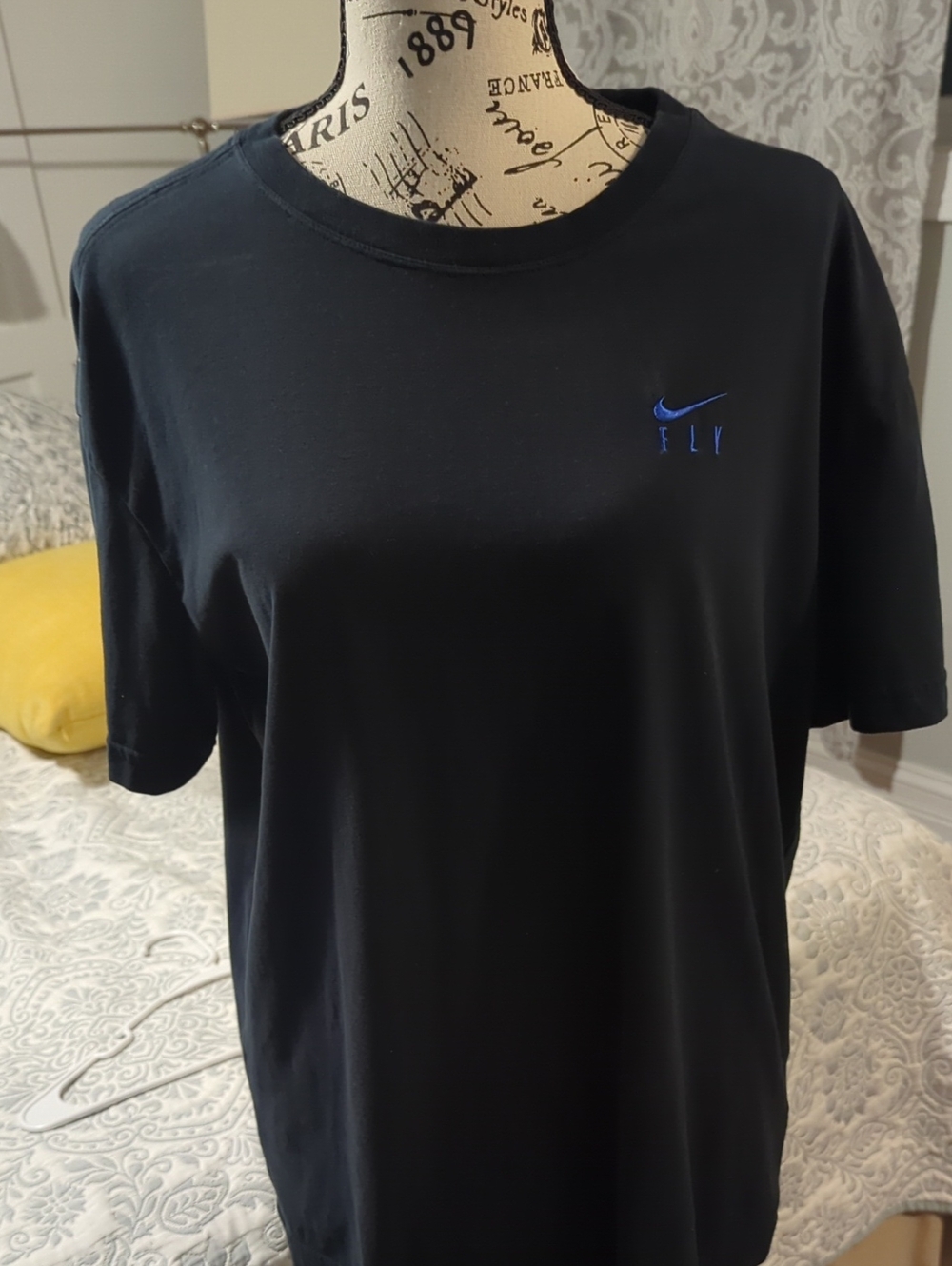 Nike Black Short Sleeve Crew Tee with Blue 'Fly' Logo